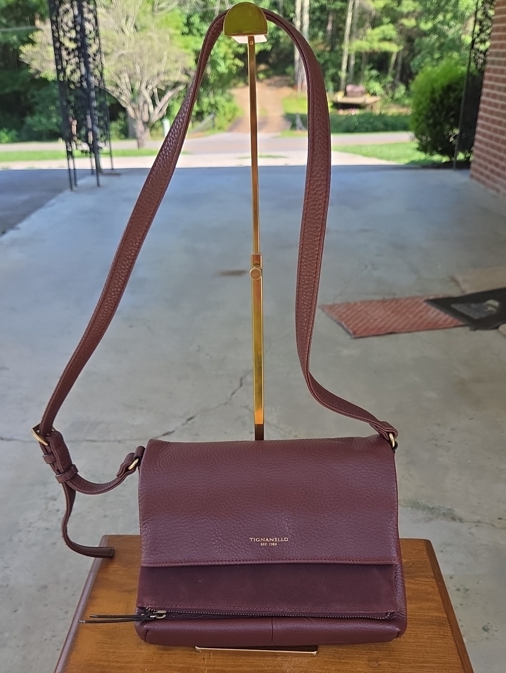 Vintage Tignanello Leather & Suede Burgundy Crossbody NWOT $199 Retail